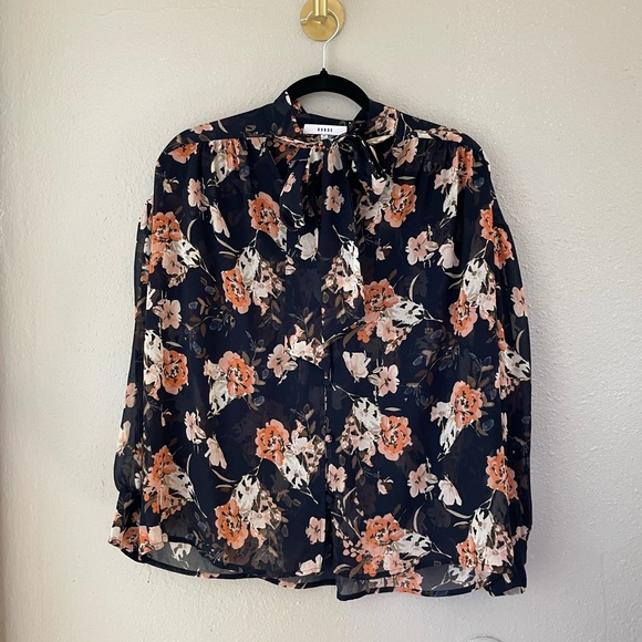 Floral Ballon Sleeve Bow Blouse - Picture 4 of 8